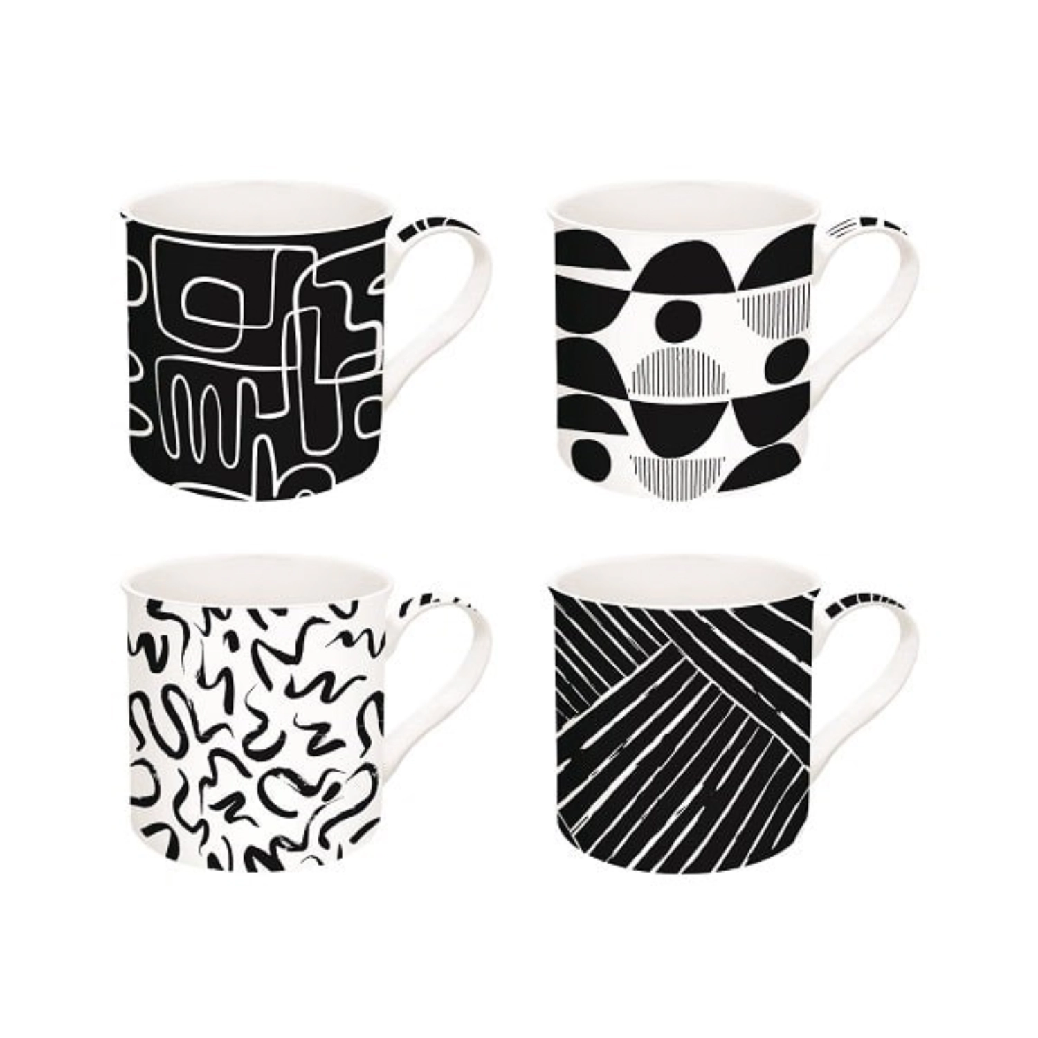 Set de 4 tasses en porcelaine graffiti 300ml