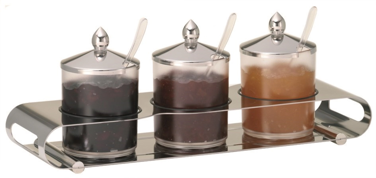 UNISON Bar à confiture Trio 3x0,6 l acier inoxydable
