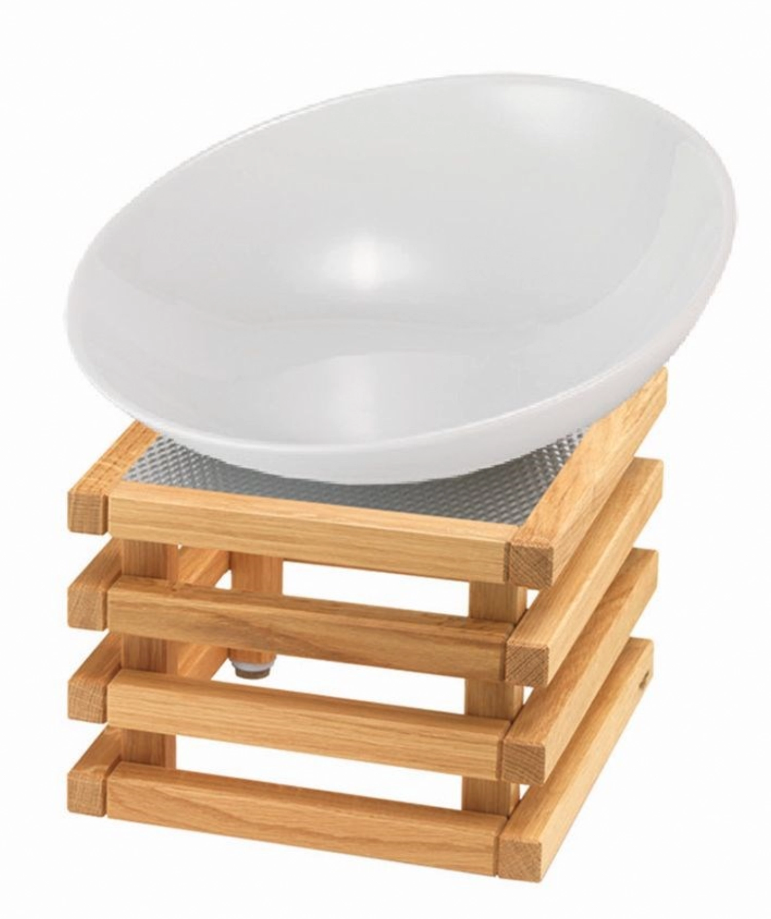 RAISER Buffetschale 23x23 weiss 2L, L Standfuss Eichenholz