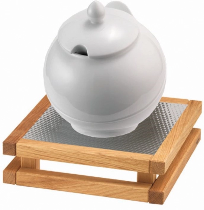 RAISER Buffet Bowl Med. 23x23 weiss S Standfuss Eichenholz