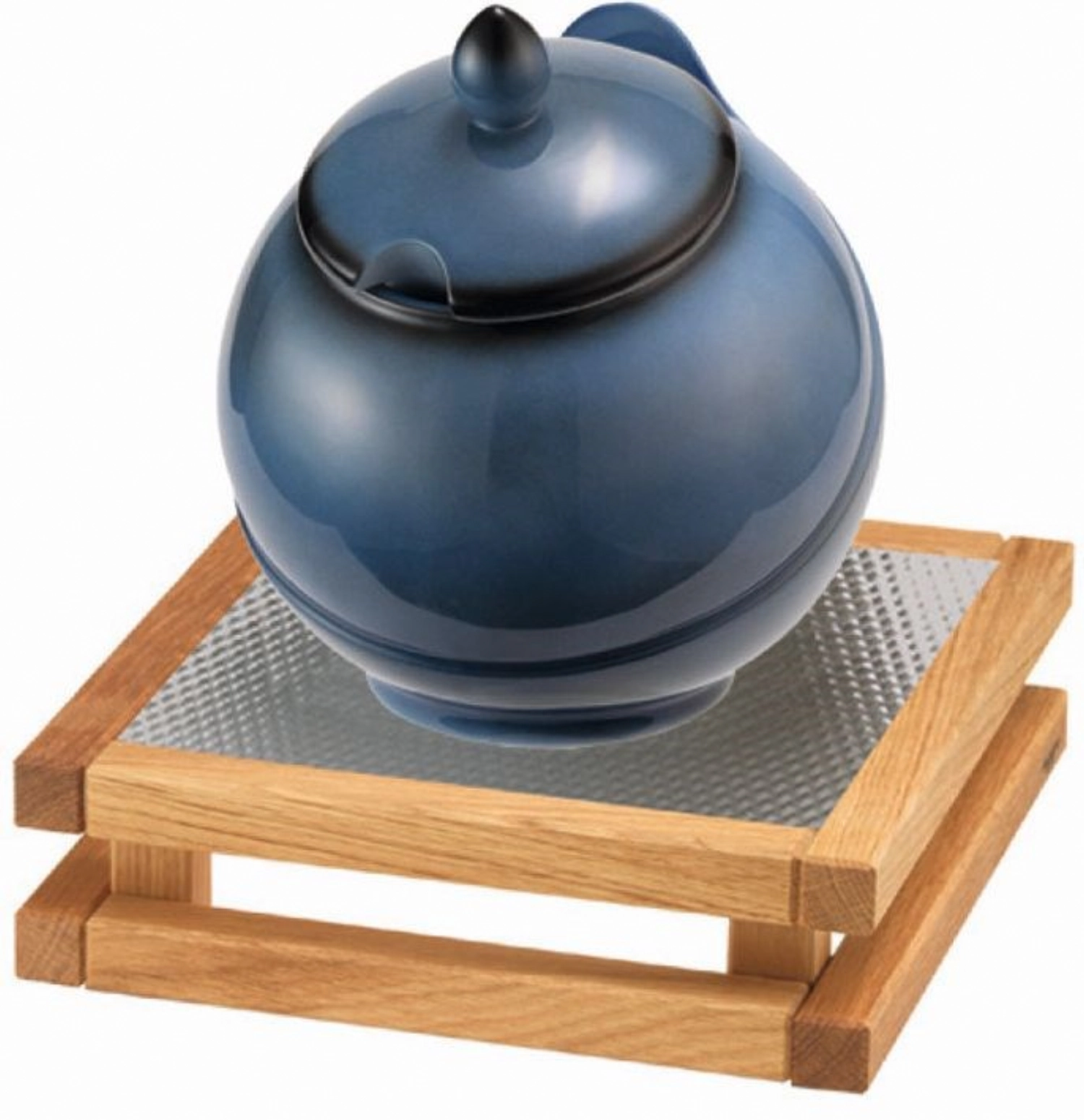 RAISER Buffet Bowl Med. 23x23 blau S Standfuss Eichenholz