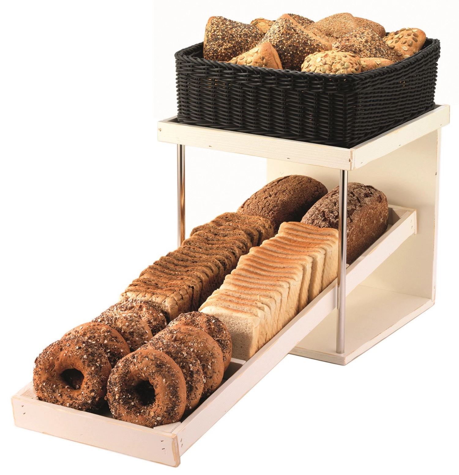 RAISER Station à pain Vintage White en bois 330x330x750mm