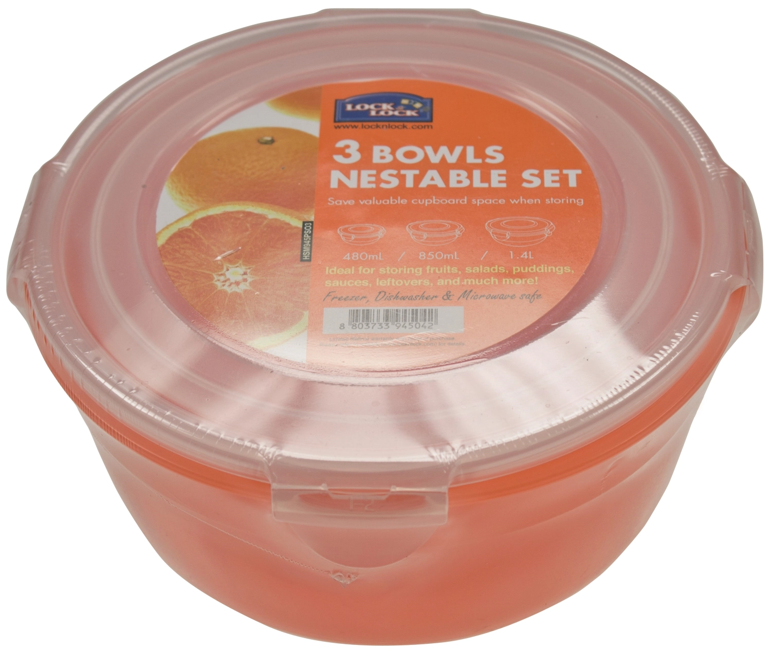 Set de 3 boîtes à provisions rondes orange