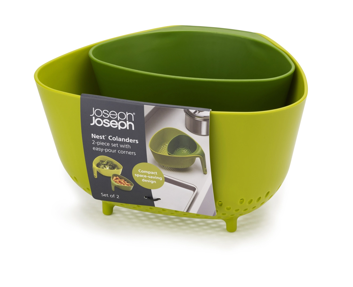Joseph joseph set de 2 passoires emboitables plastique vert