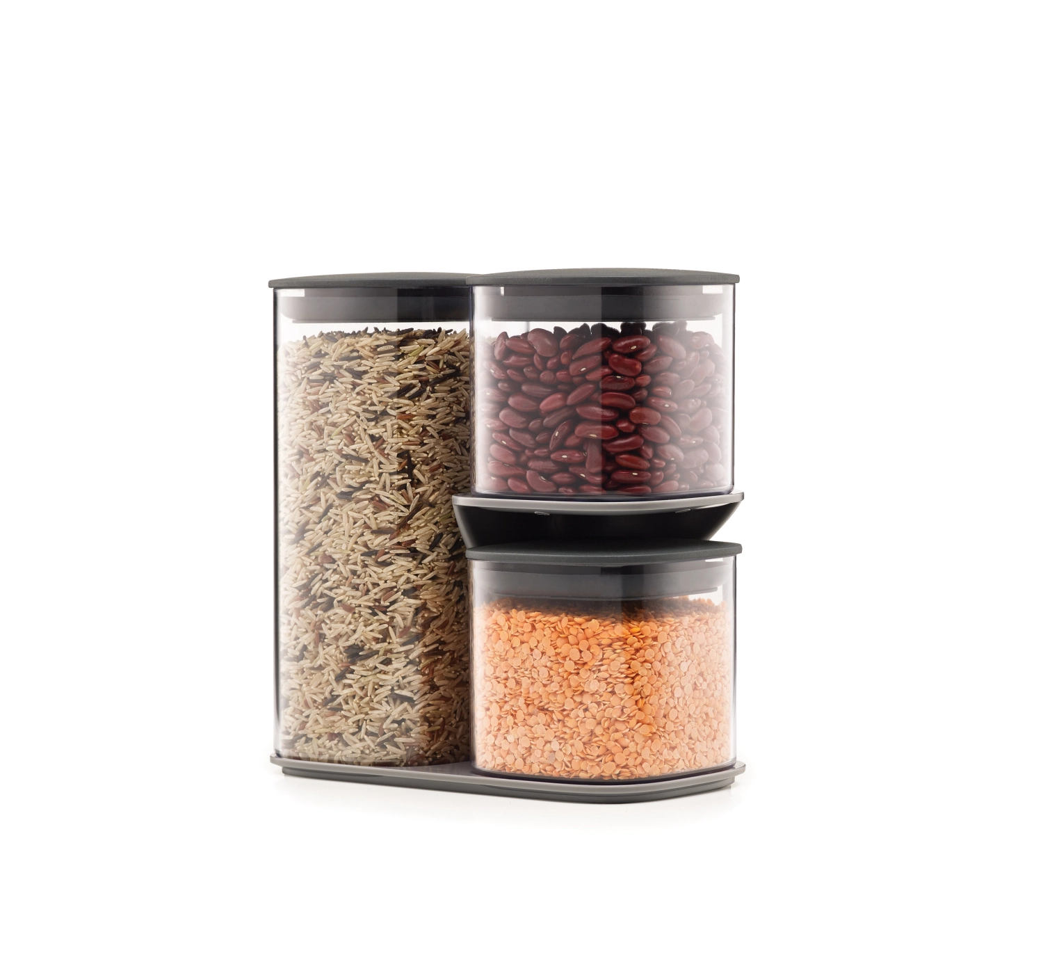 Joseph joseph set 3 pots de rangement, plastique, gris, 22.