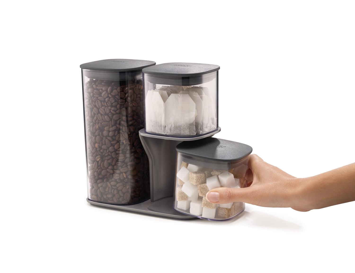 Joseph joseph set 3 pots de rangement, plastique, gris, 22.