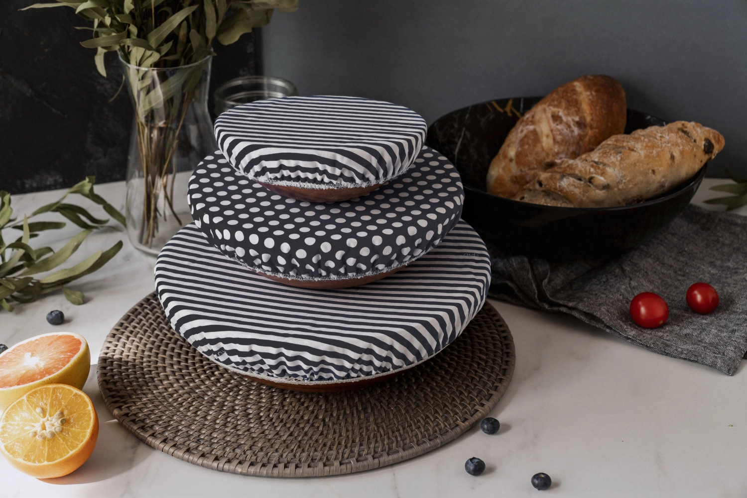 3er Set Schüsselabdeckung Baumwolle