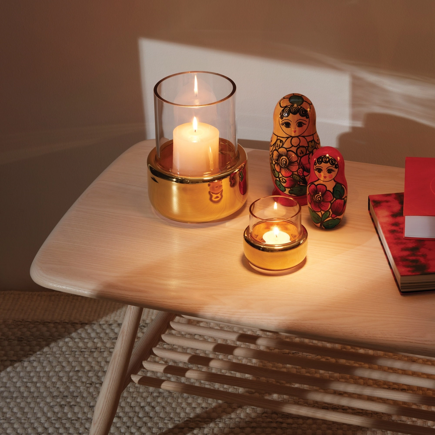 Aurum vase/lanterne h20cm - transparent/or