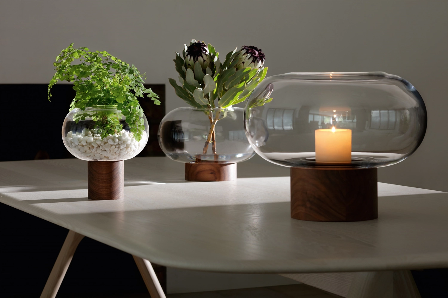 Oblate vase ø15cm, h13.5cm - noyer clair