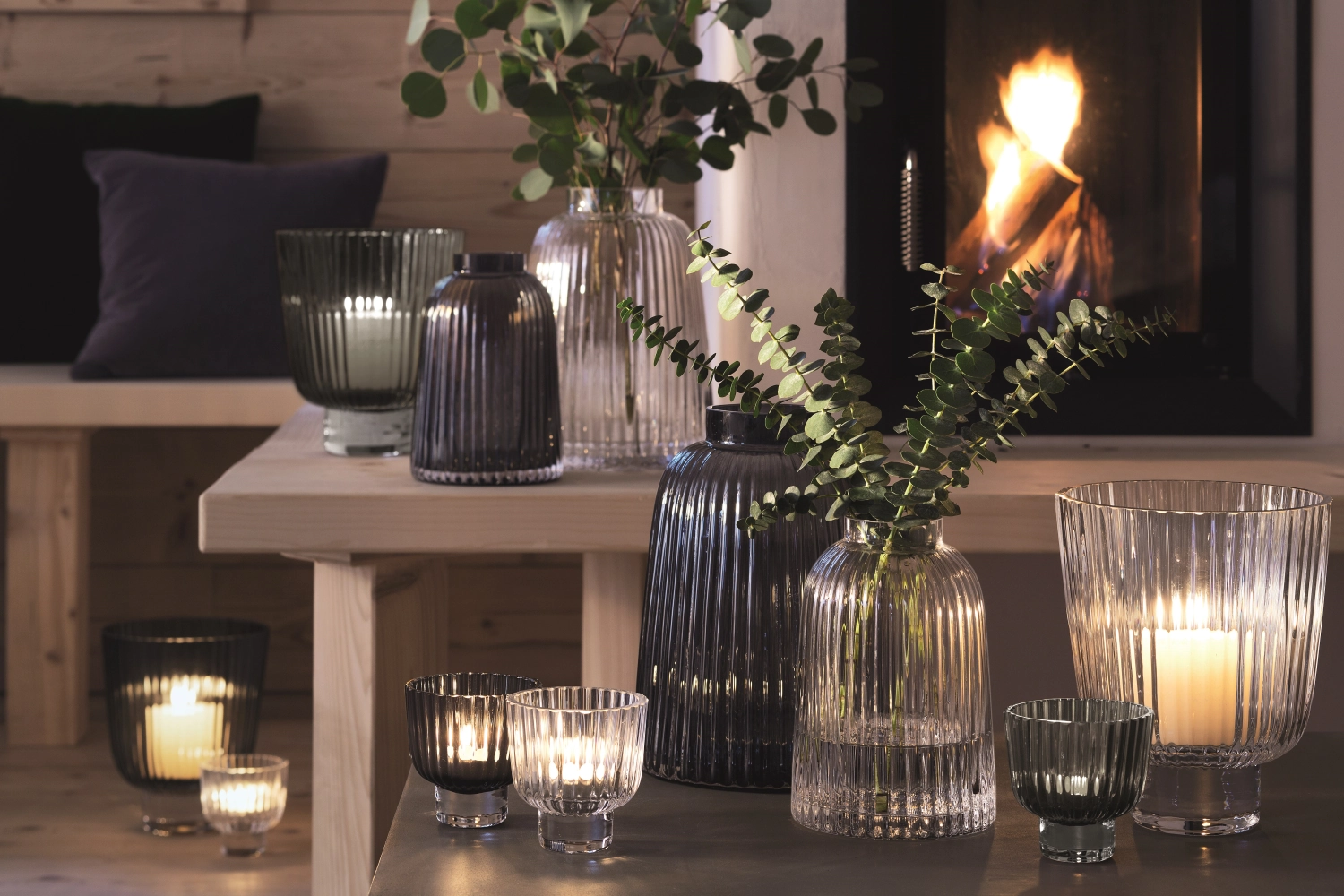 Pleat vase h20cm - gris