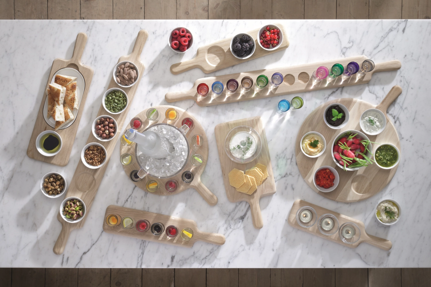 Paddle vodka set partie inférieure en chêne l40cm - assort.