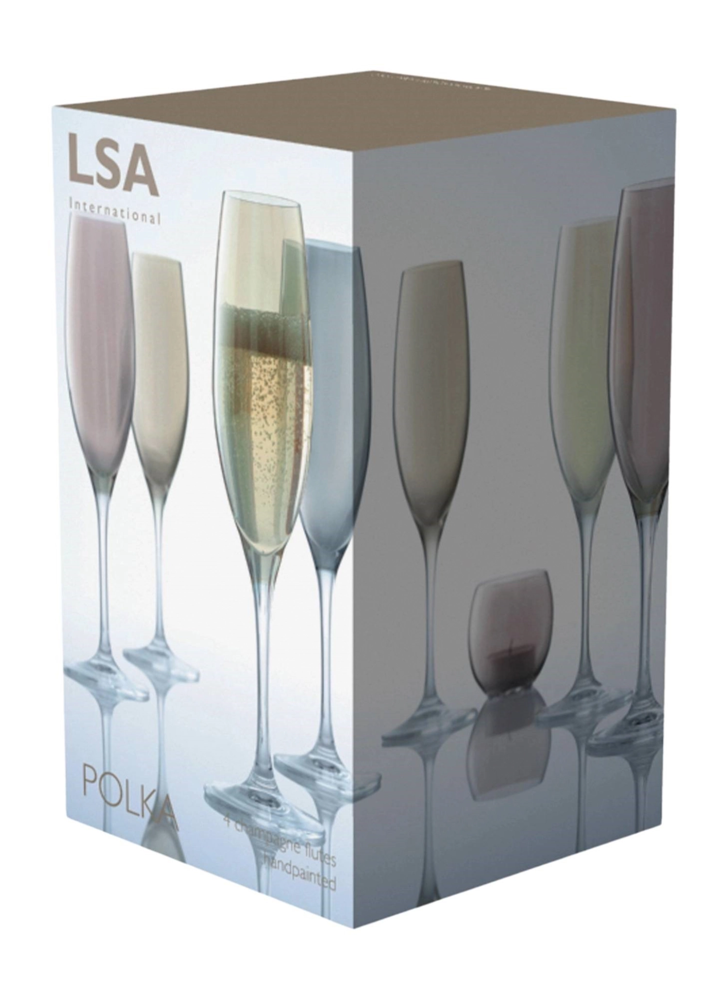 Set de 4 coupes à champagne polka 225ml - métal assort.