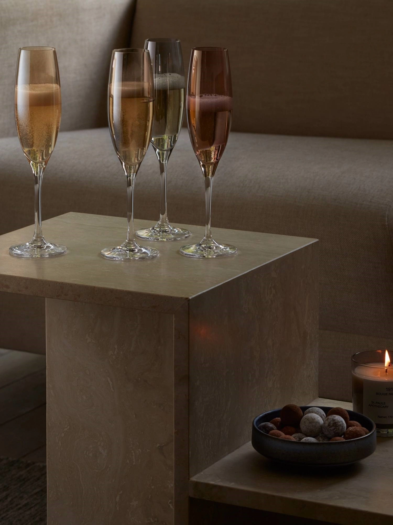 Set de 4 coupes à champagne polka 225ml - métal assort.