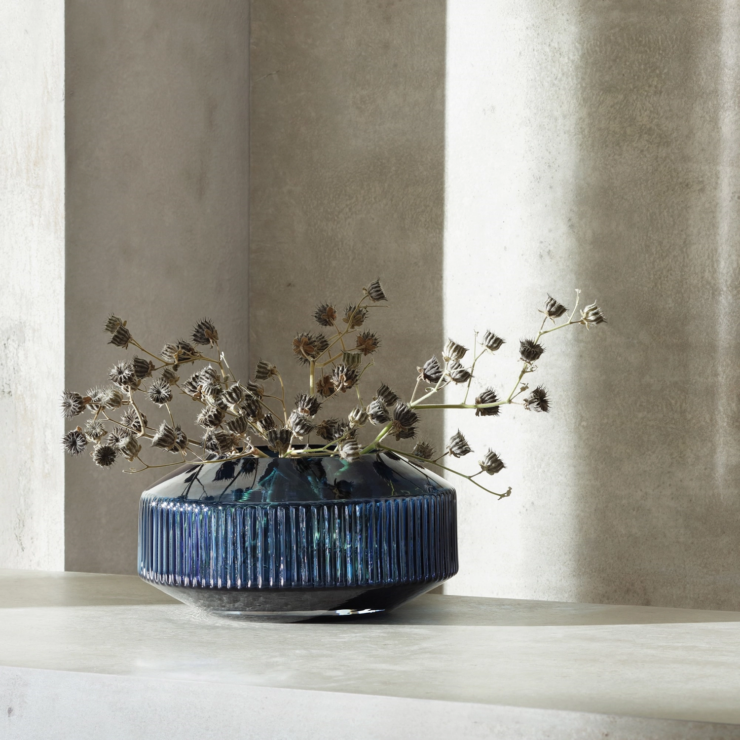 Rotunda vase large h14cm bleu saphir