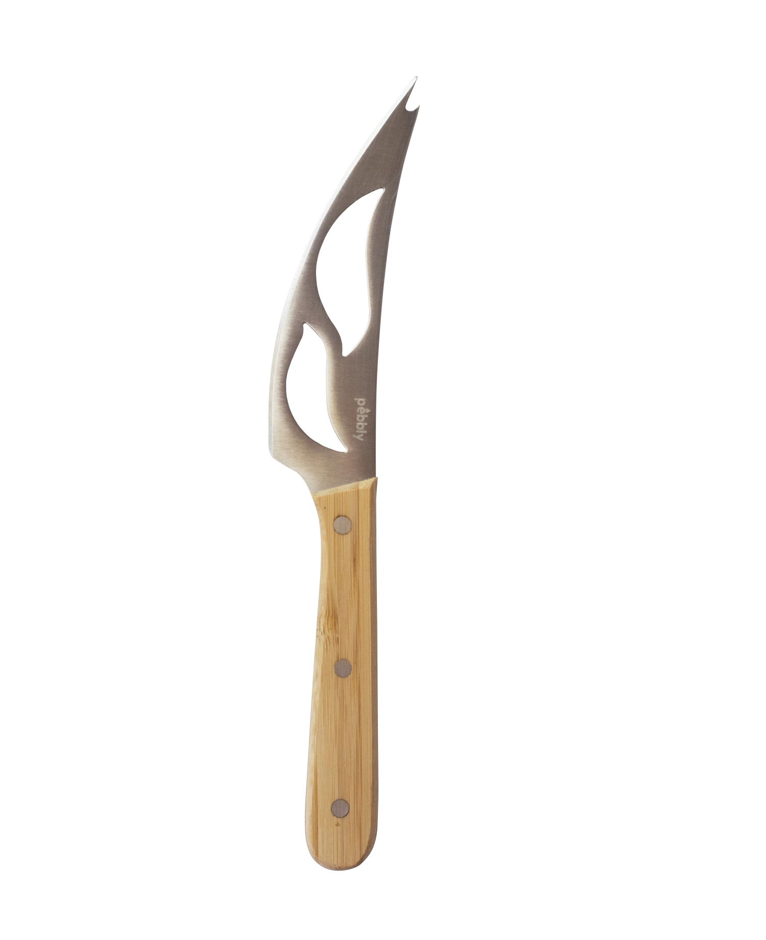 2x couteaux à fromage pebbly, bambou et acier, 2x2xcm