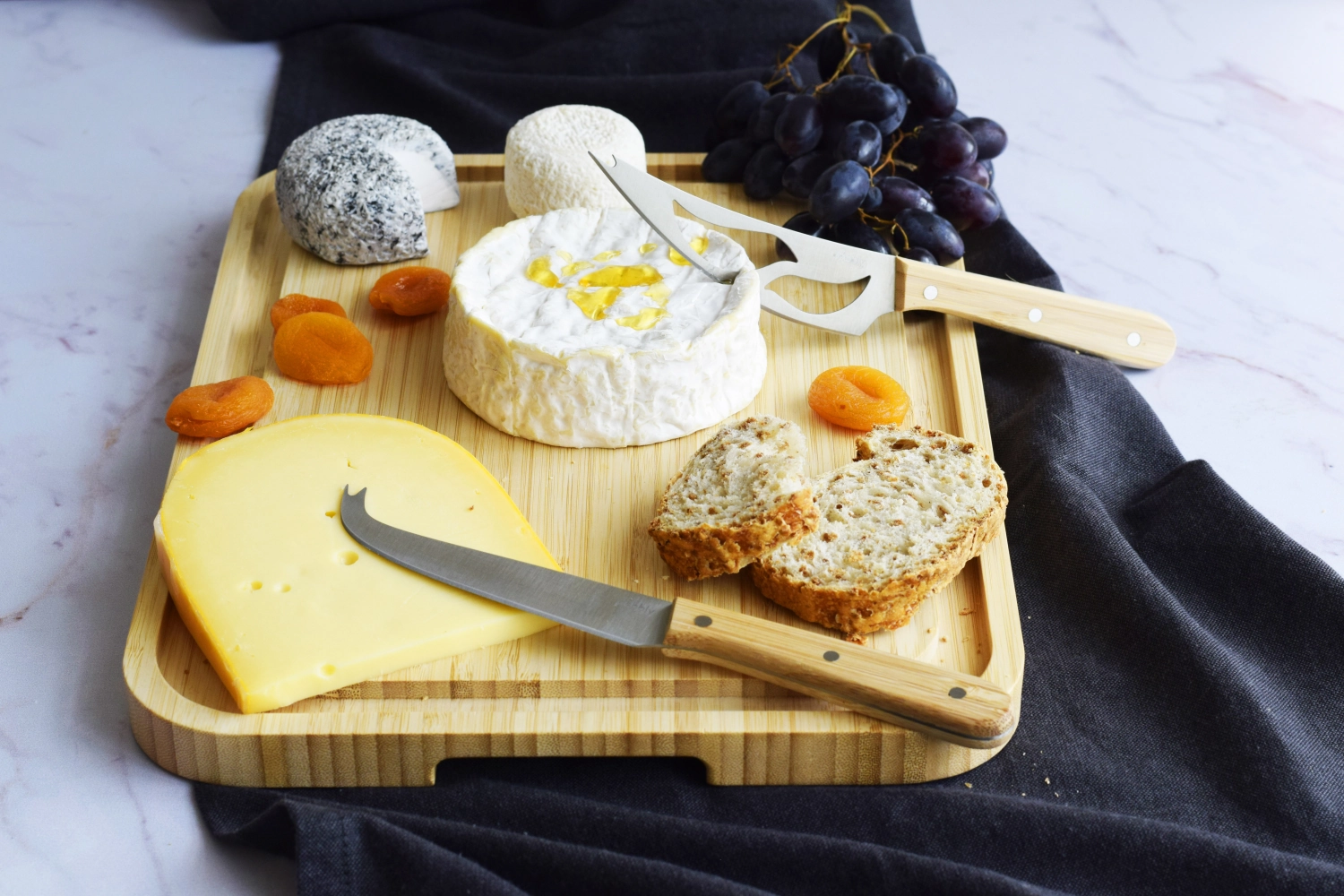 2x couteaux à fromage pebbly, bambou et acier, 2x2xcm