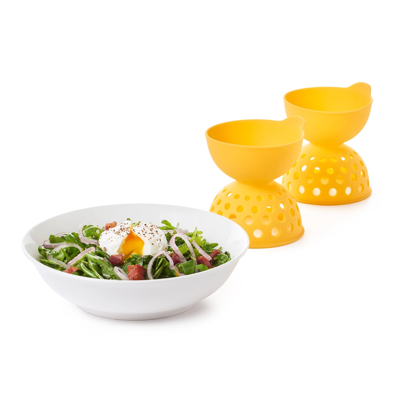 Set de 2 cuillères à oeufs, silicone, jaune