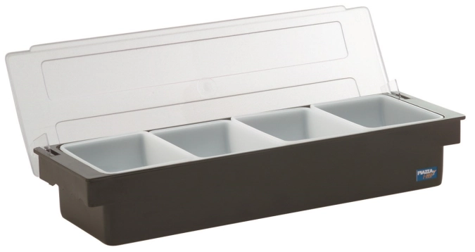 Boîte à ingrédients en plastique a. 4 récipients 45x15x9cm