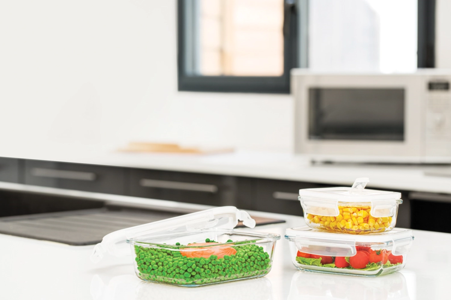 3x boîtes de conservation pebbly avec valve, droite