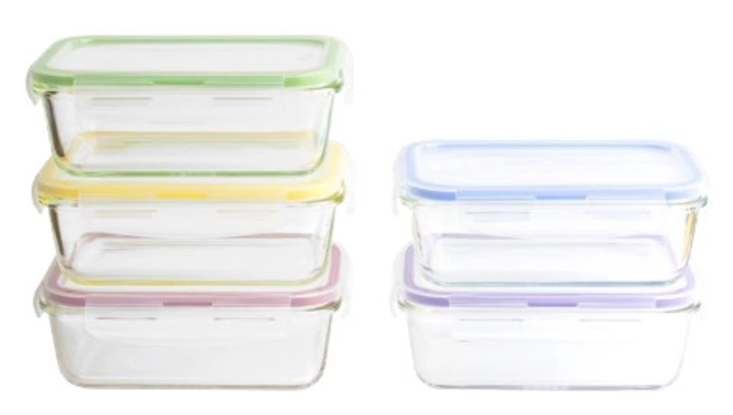 Set de 5 bocaux pebbly avec couvercle plastique, 850 ml