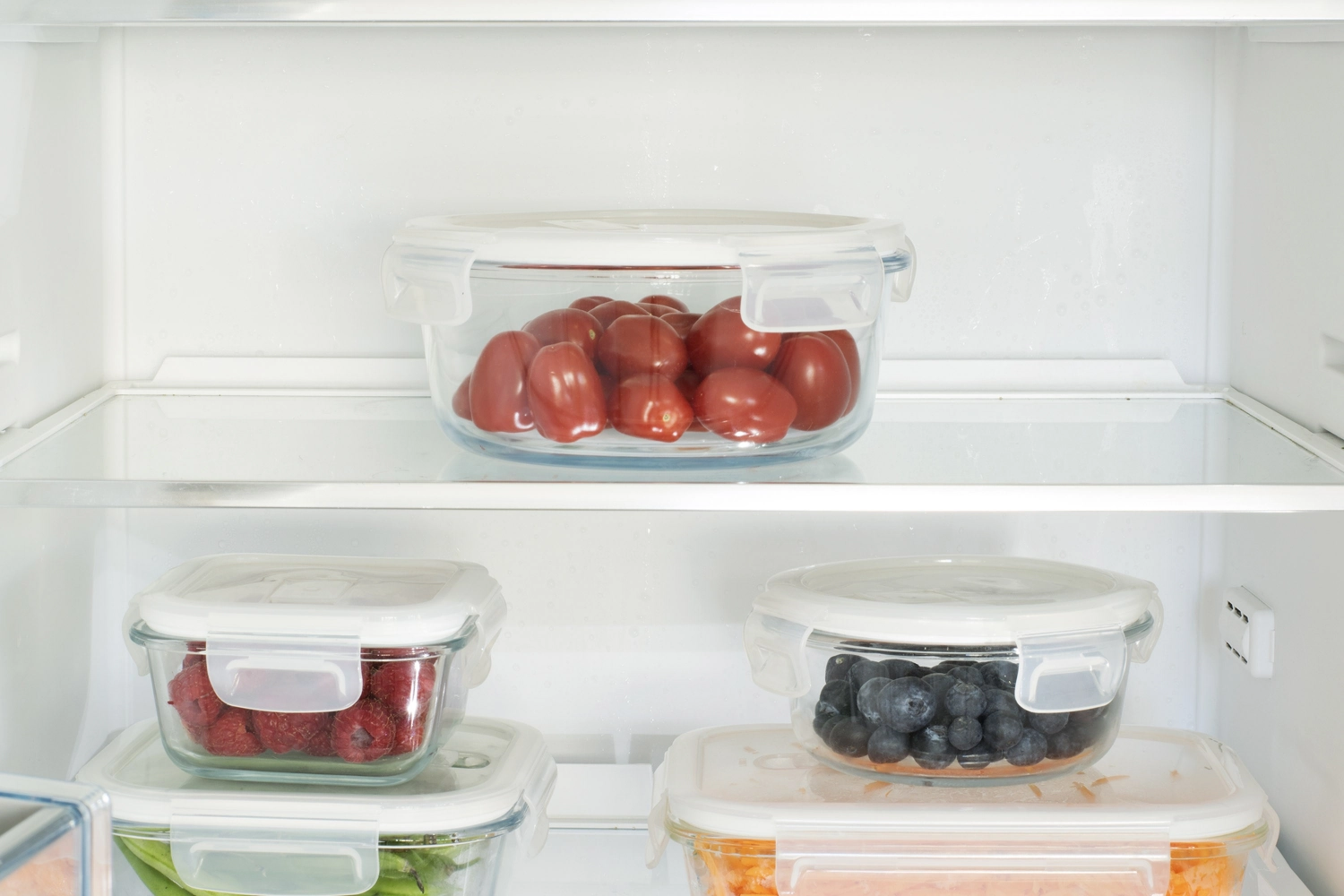 Pebbly boîte à provisions en verre avec valve, ronde 95cl