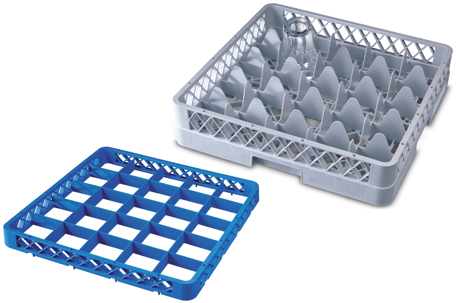 Panier de rinçage pour verres 25 compartiments 4 rehausses