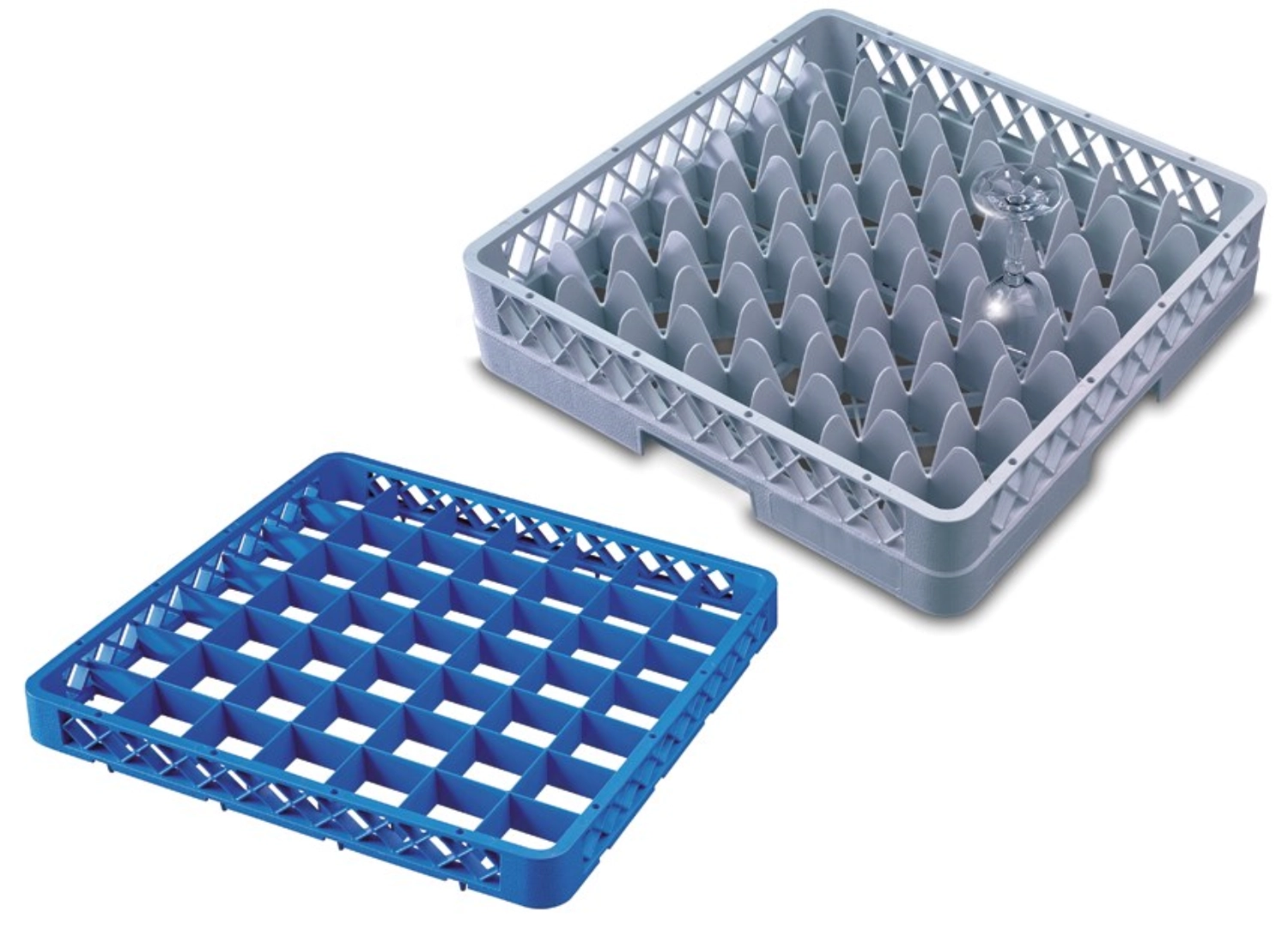 Panier de rinçage pour verres 49 compartiments 4 rehausses