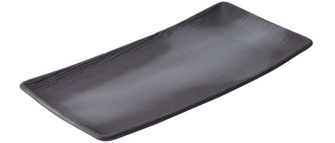 Assiette plate rectangulaire, 30x15x2.4 cm, réglisse