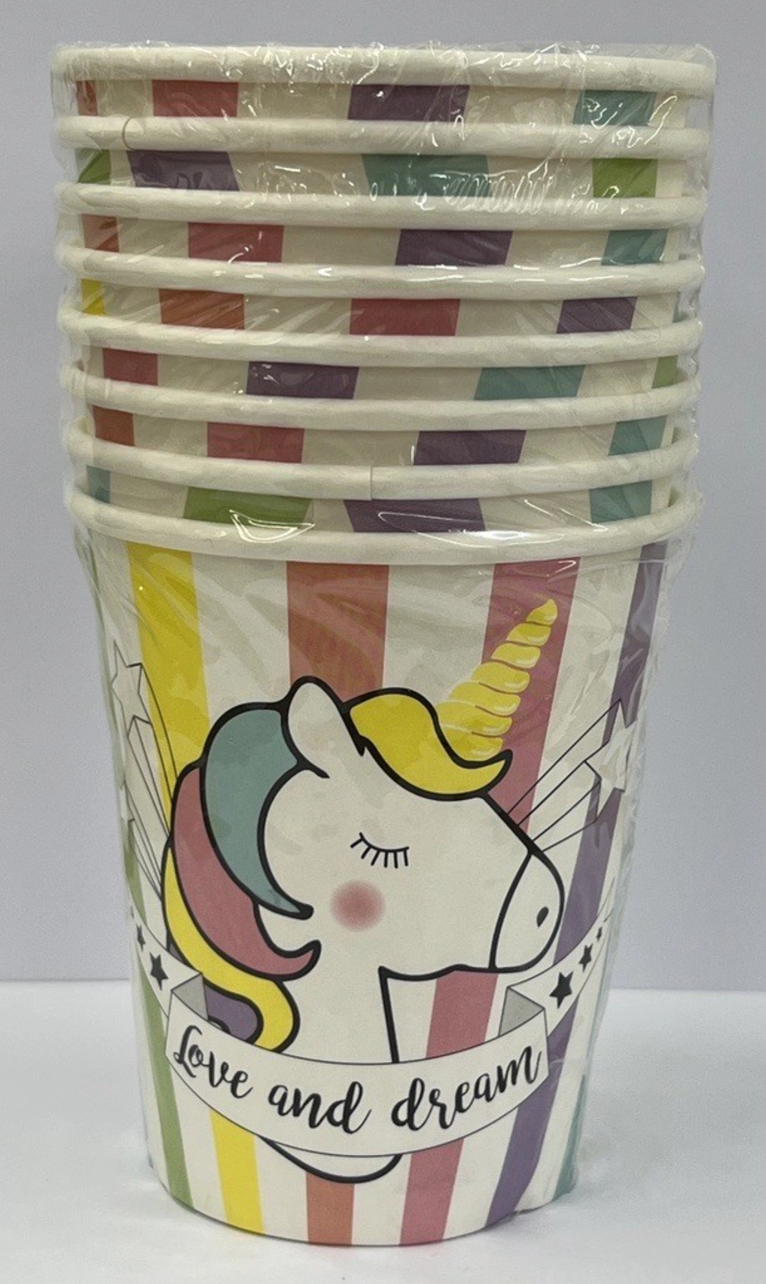 8 gobelets en carton licorne