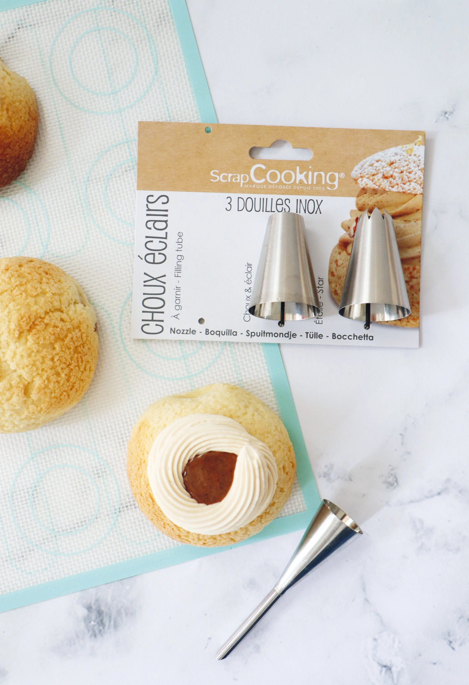 Set de 3 douilles en inox éclairs