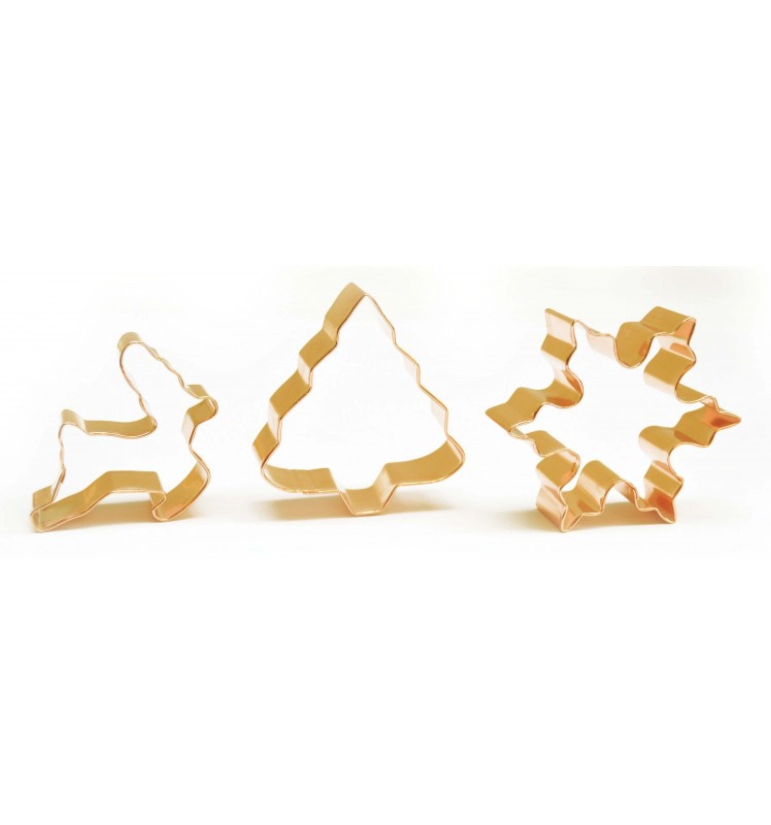 3 découpoirs inox dorés flocons/ sapin/ renne