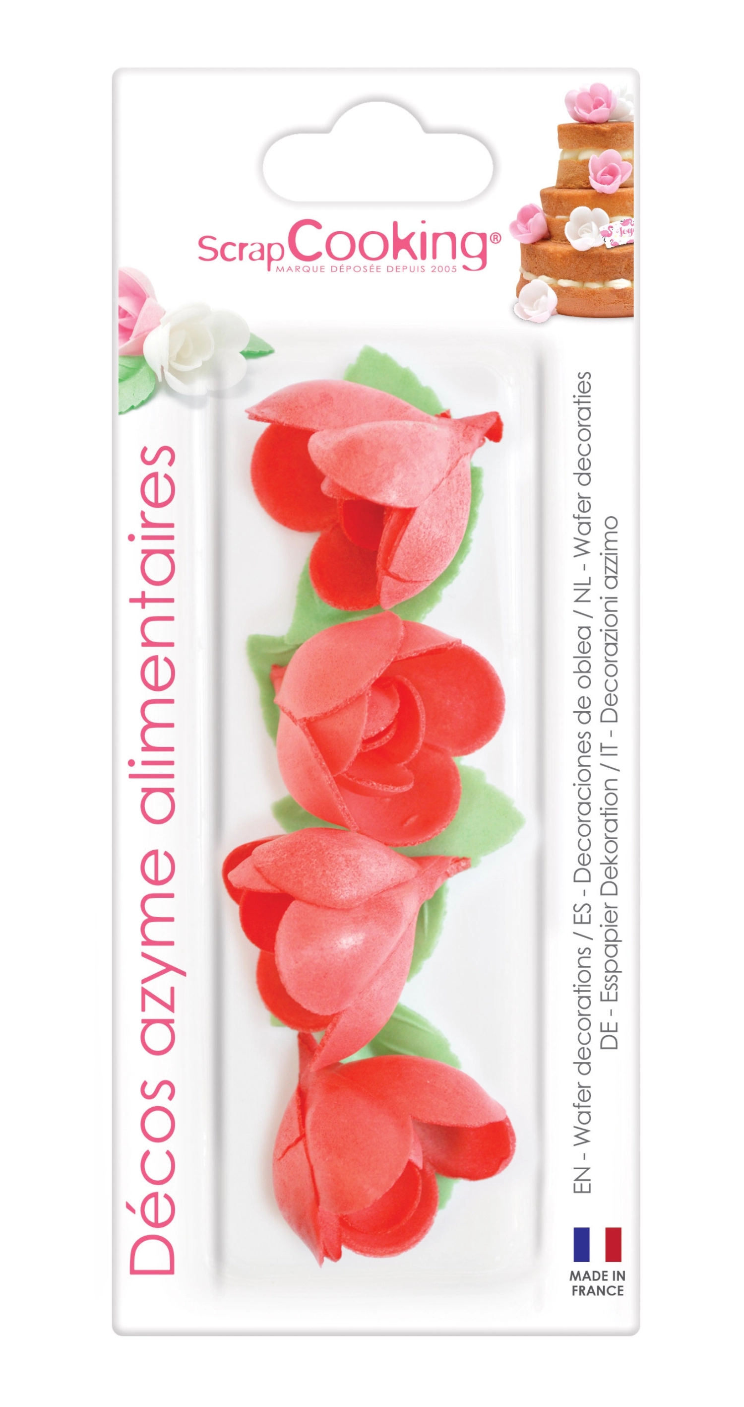 10er Set Zuckerdekor 4 Rosen und 6 Blätter