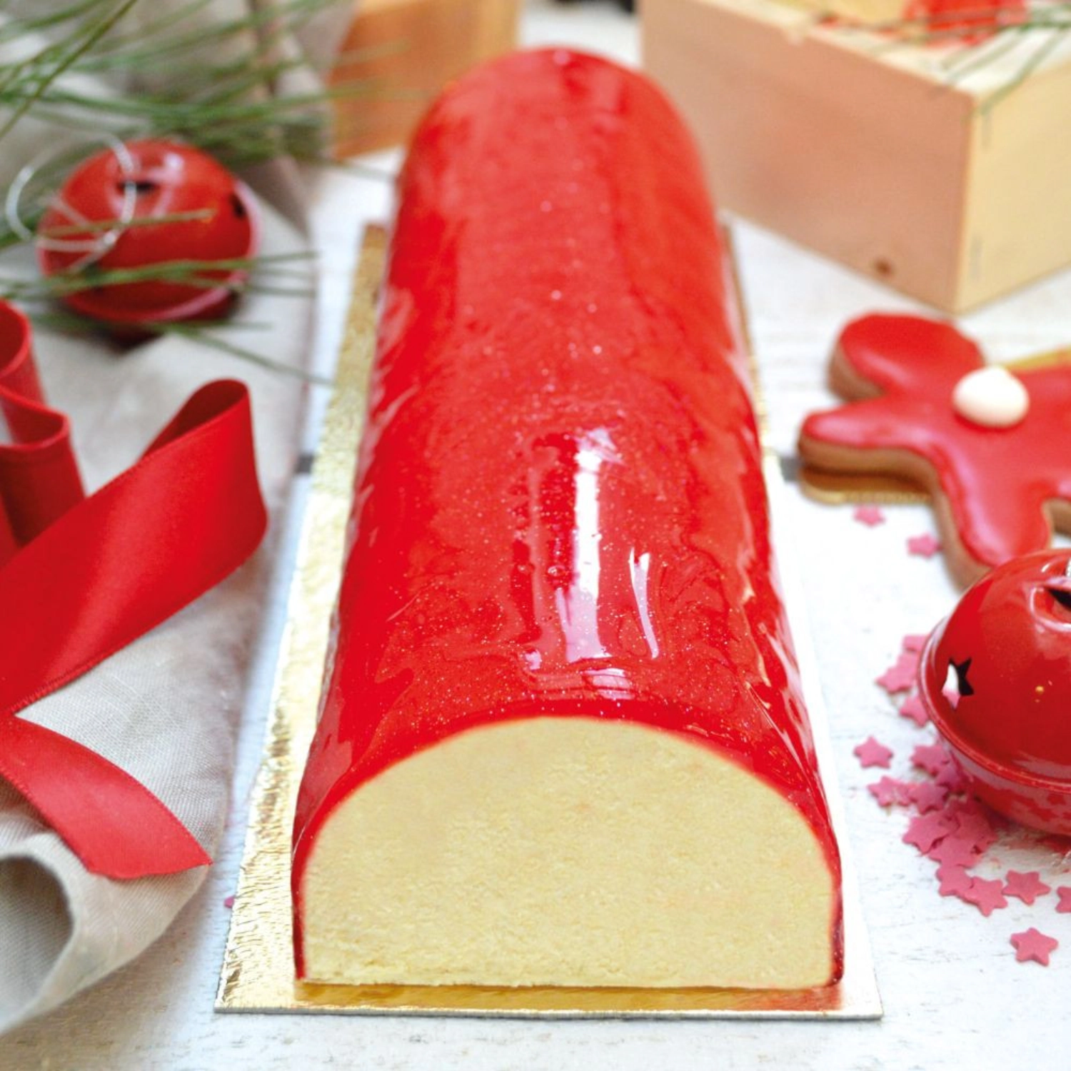 Glaçage miroir prêt à l'emploi, rouge scintillant, 300g