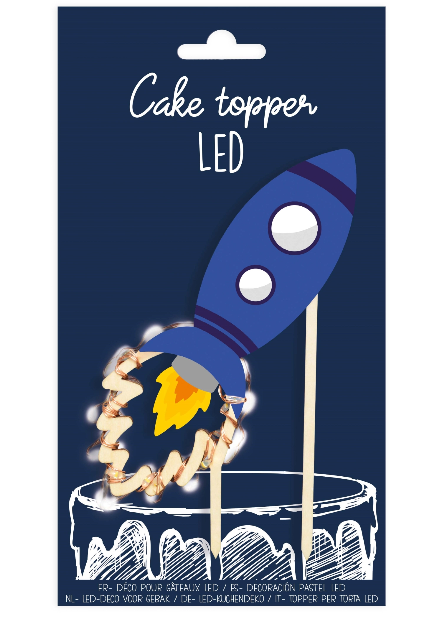 Cake topper avec éclairage led univers