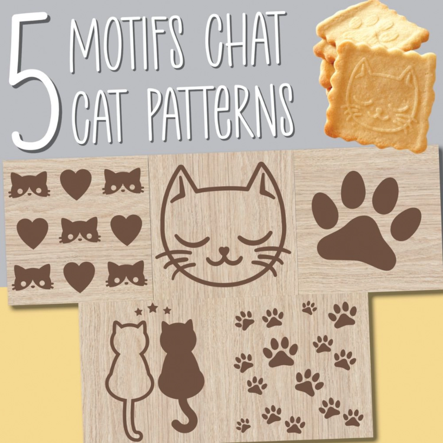 Cookie stamp, emporte-pièce et tampon cubique, chat