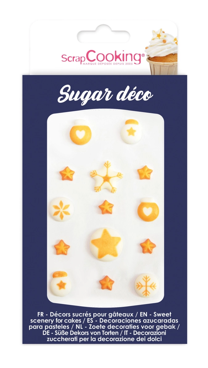15 Stk. Zuckerdekor Winter gold