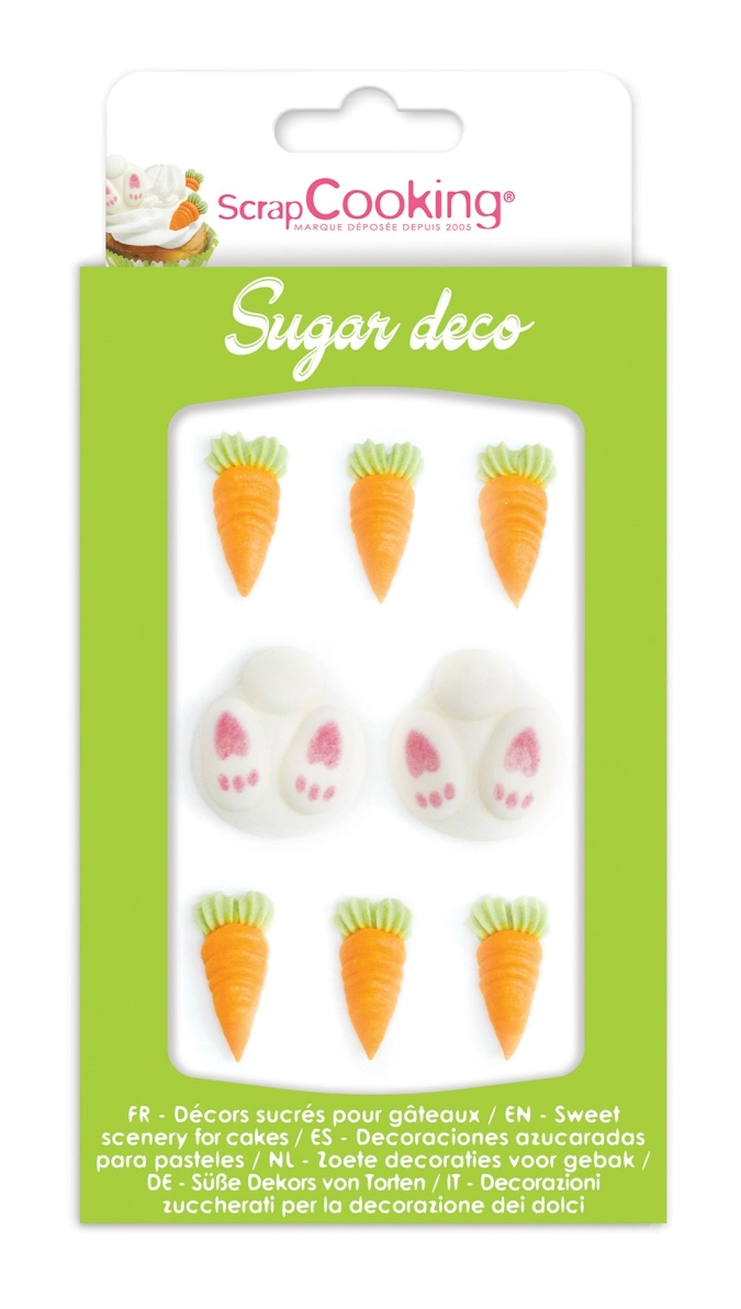 8 Stk. Zuckerdekor Hasen und Möhren