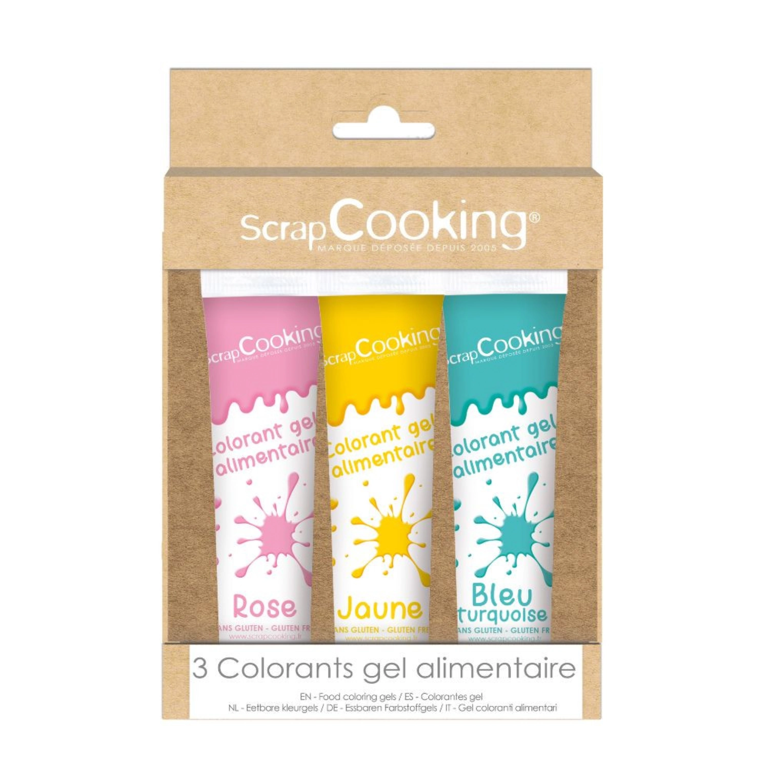 Lot 3 colorants gel vert clair/ rose/ turquoise 3x20g