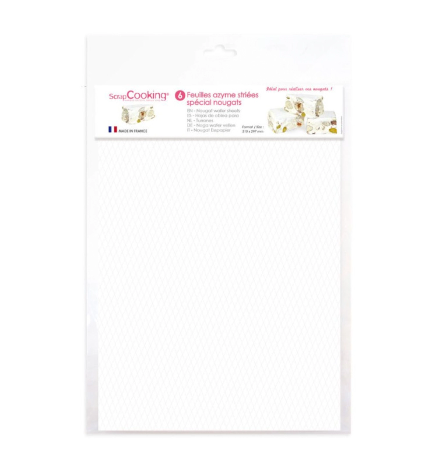 6 feuilles azyme blanches (spécial nougat)