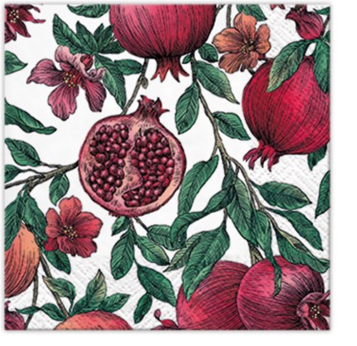 Serviettes cocktail 20x grenade, 25x25 cm