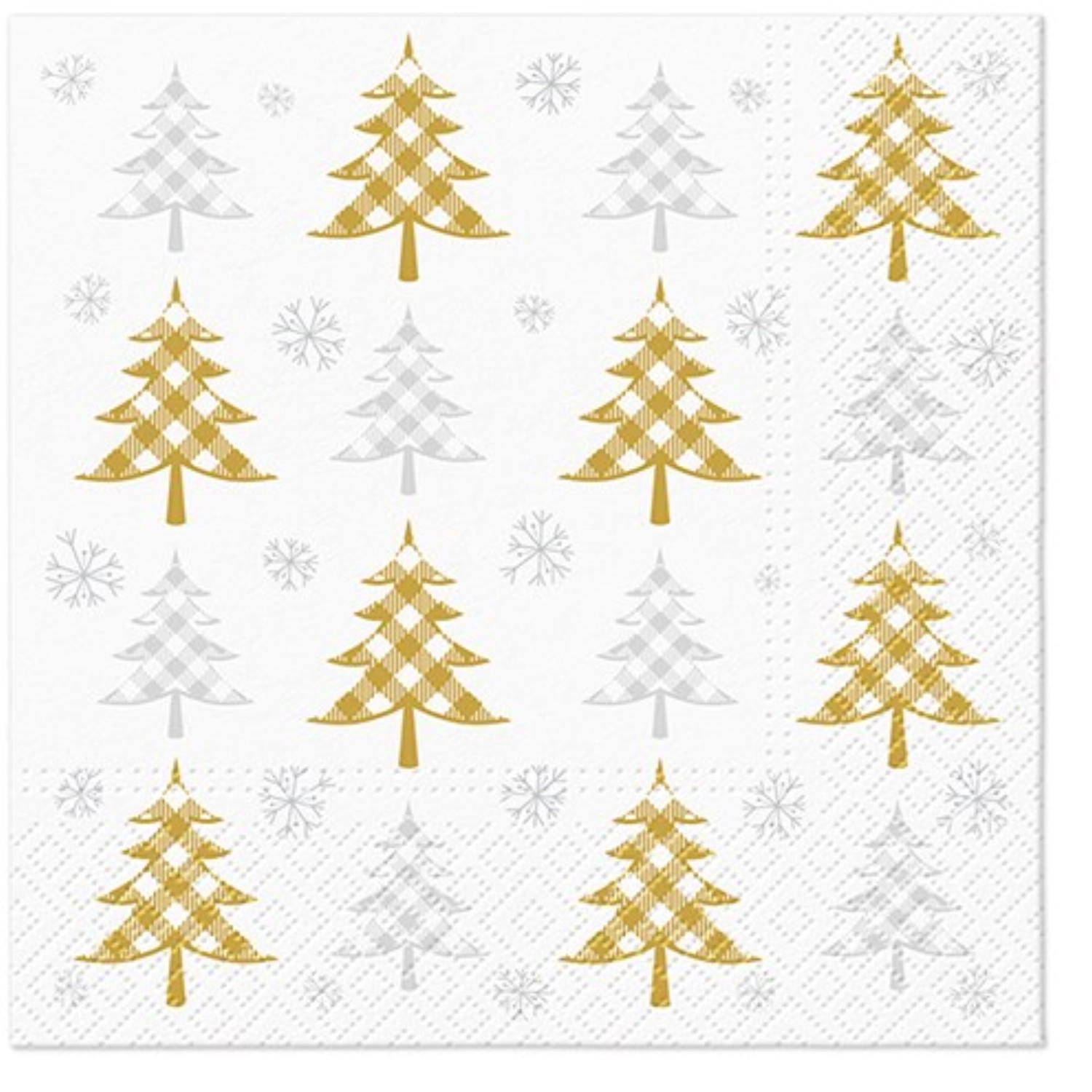 Serviettes lunch 20x christmas tree gold & silver, 33x33 cm