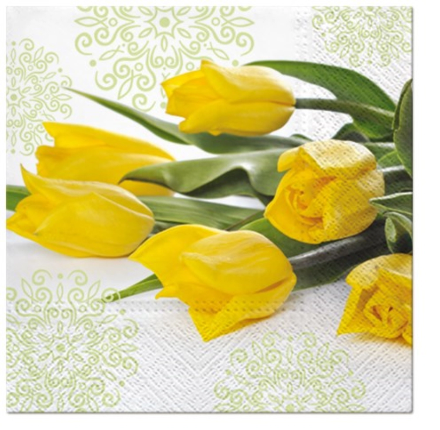 Servietten Lunch 20x Tulpen gelb, 33x33cm