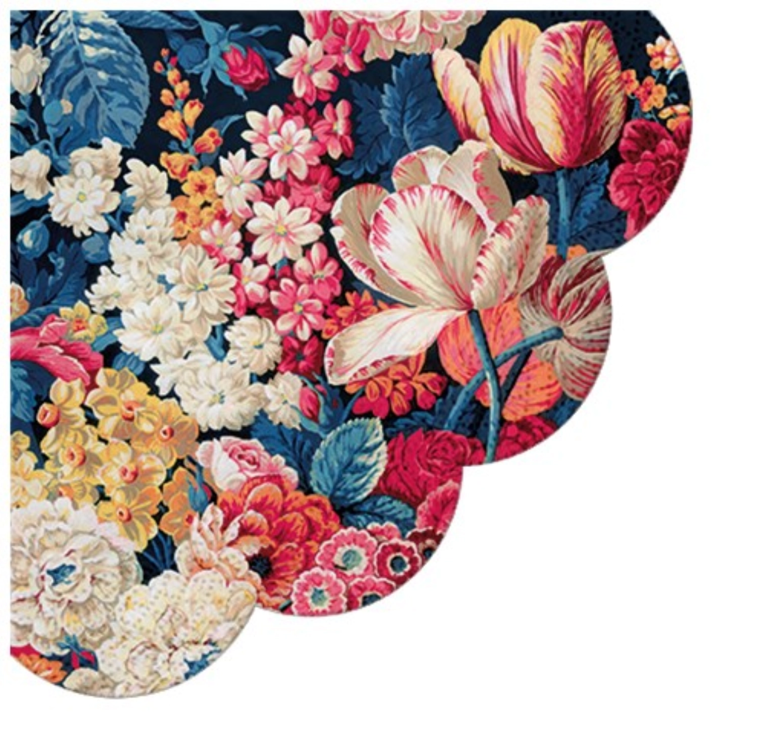 Serviettes Round 12x fleurs, D 32cm