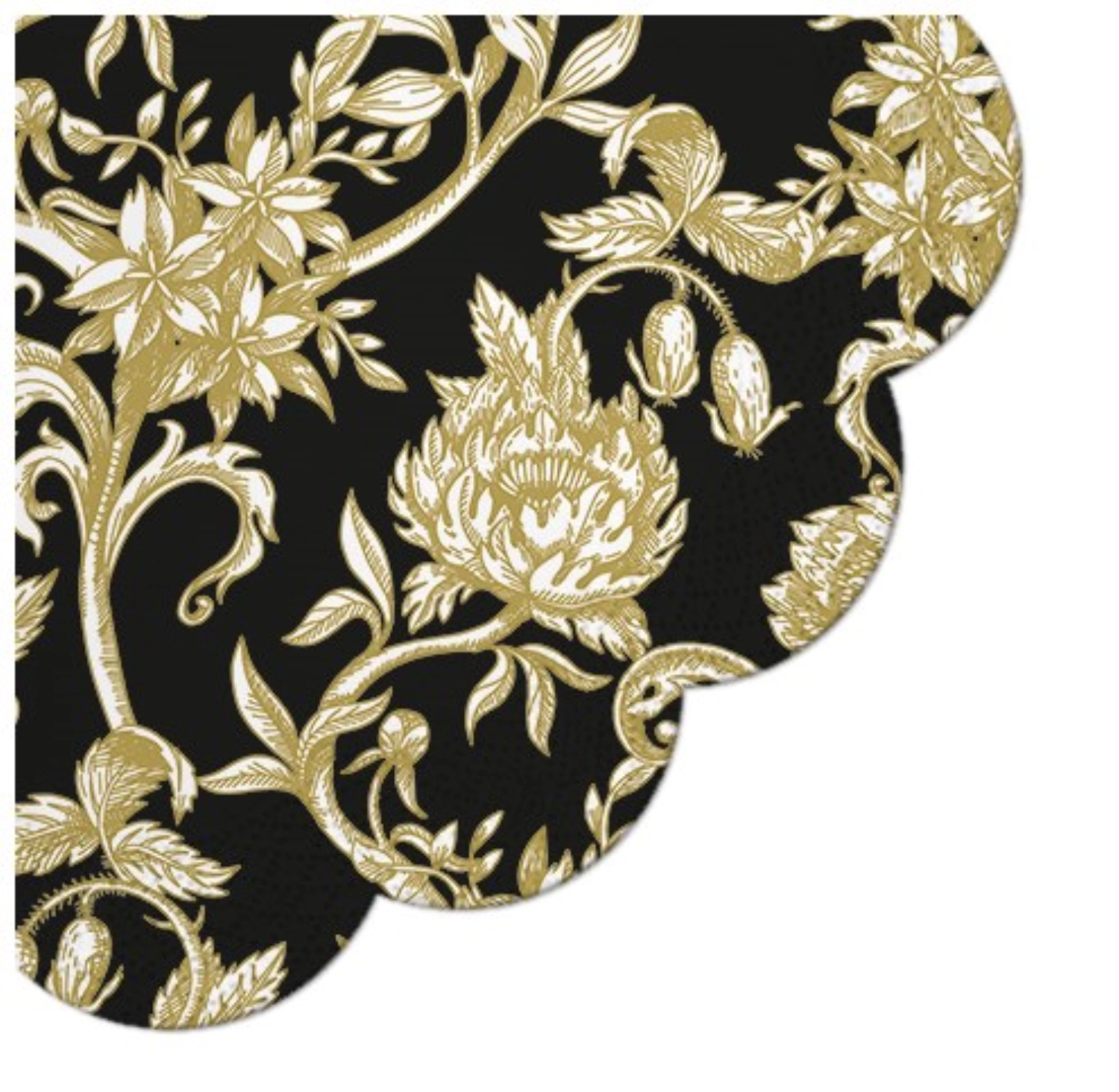 Serviettes Round 12x fleurs baroques D 32cm
