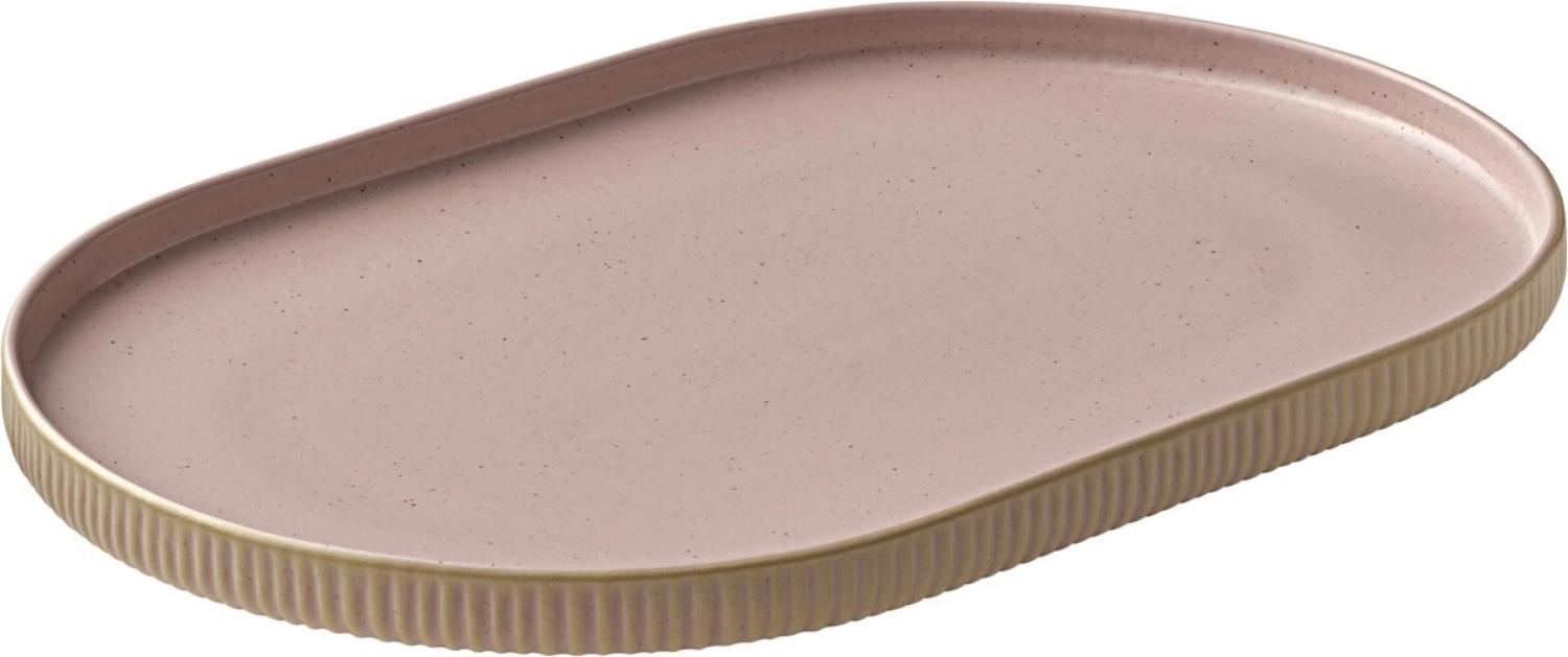 Playground nara plateau ovale relief rosé 30x20cm h2.4cm