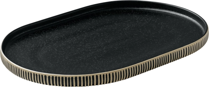 Playground nara plaque ovale relief noir blanc 30x20x2.4cm