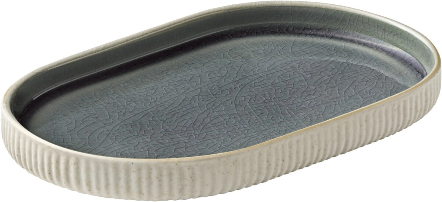 Playground Nara plat ovale relief gris 18cm