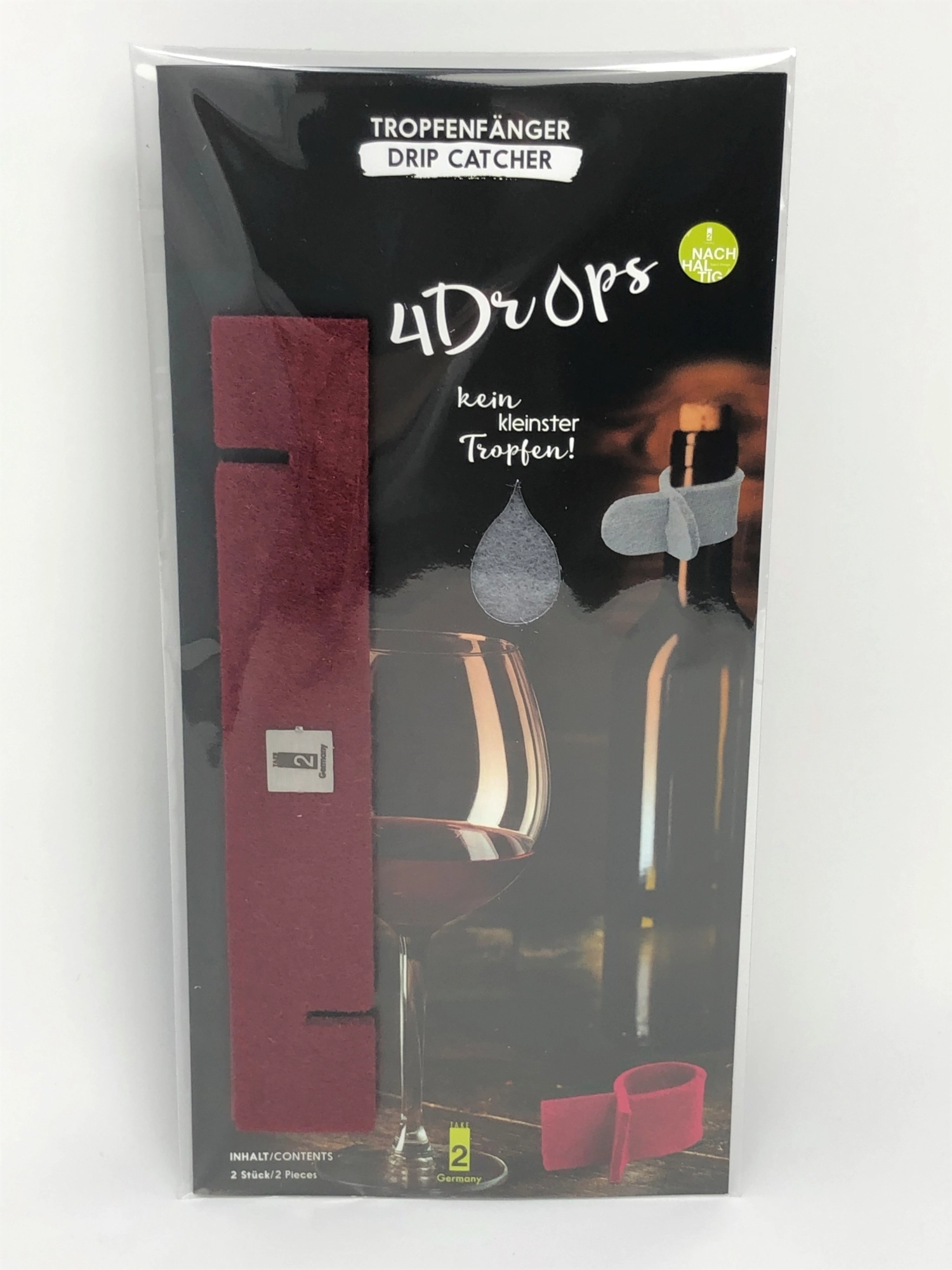 Lot de 2 attrape-gouttes en feutre et inox, rouge et gris