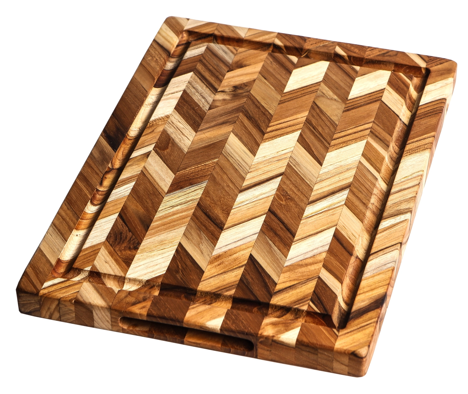 Planche à découper en teck avec rainure à jus, 36x26x2.5 cm