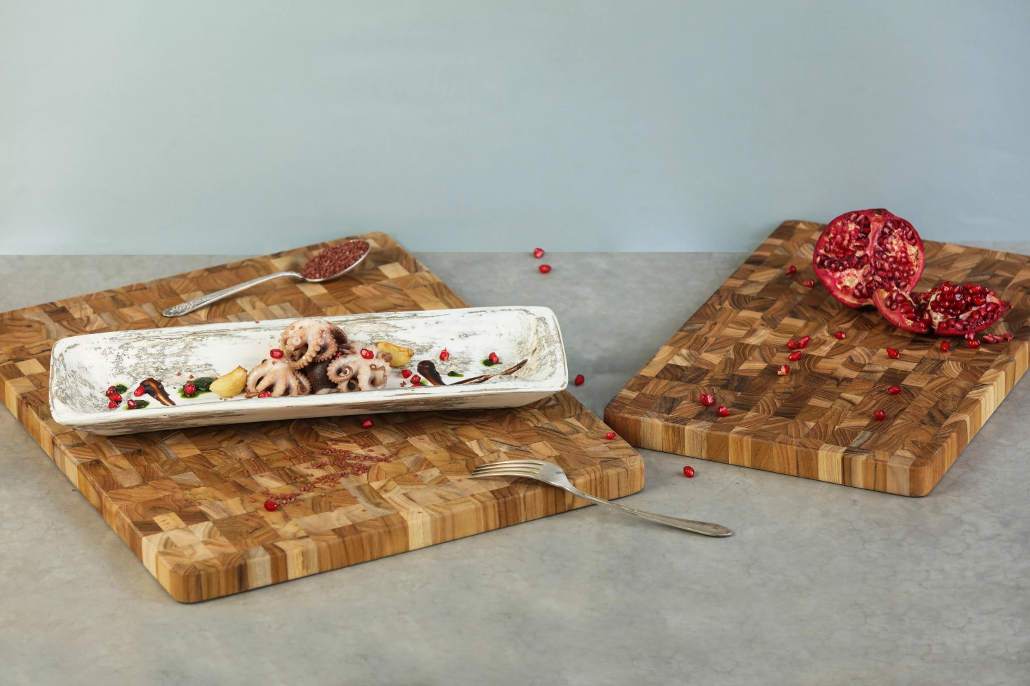 Plateau de service en teck scandi, 45.7x35.5x2.5 cm